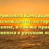 Фамилия Колчаков: происхождение, история и значение, а также правила склонения в русском языке