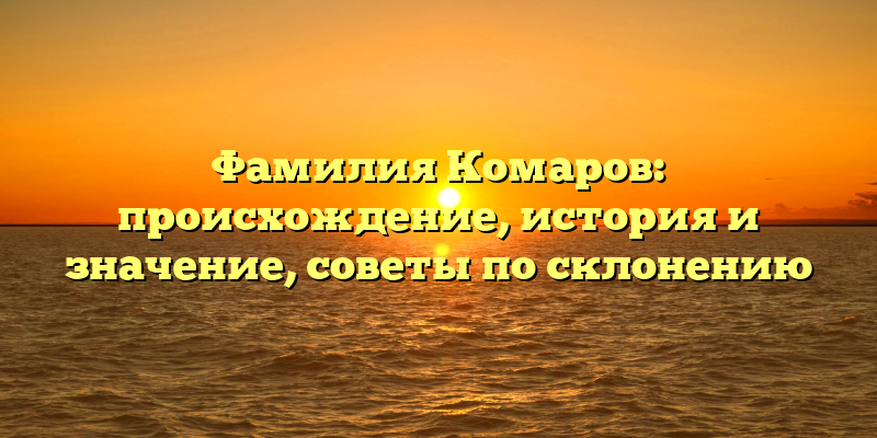 Фамилия Комаров: происхождение, история и значение, советы по склонению