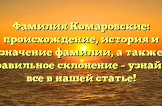 Фамилия Комаровские: происхождение, история и значение фамилии, а также правильное склонение – узнайте все в нашей статье!
