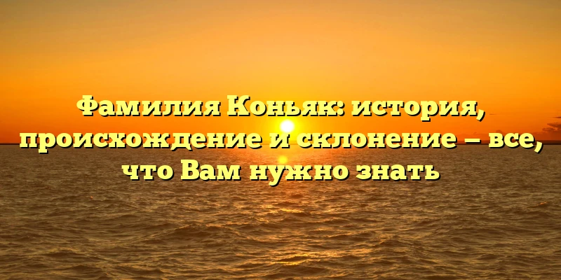 Фамилия Коньяк: история, происхождение и склонение — все, что Вам нужно знать Фамилия Коньяк: история, происхождение и склонение — все, что Вам нужно знать