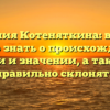 Фамилия Котеняткина: все, что нужно знать о происхождении, истории и значении, а также как правильно склонять