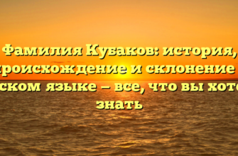 Фамилия Кубаков: история, происхождение и склонение в русском языке — все, что вы хотели знать Фамилия Кубаков: история, происхождение и склонение в русском языке — все, что вы хотели знать