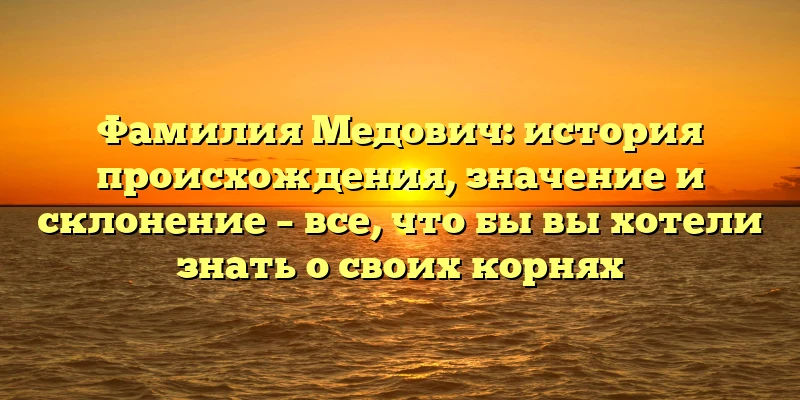 Фамилия Медович: история происхождения, значение и склонение – все, что бы вы хотели знать о своих корнях