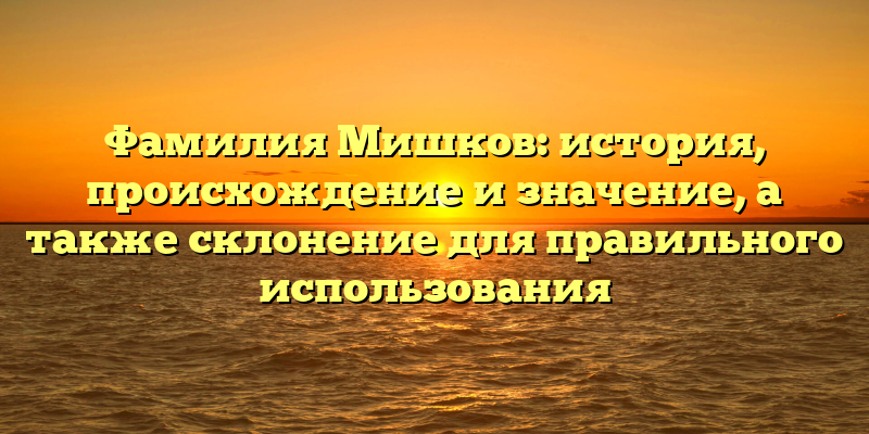 Фамилия Мишков: история, происхождение и значение, а также склонение для правильного использования