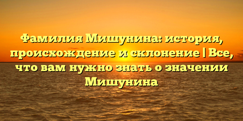 Фамилия Мишунина: история, происхождение и склонение | Все, что вам нужно знать о значении Мишунина