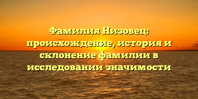 Фамилия Низовец: происхождение, история и склонение фамилии в исследовании значимости