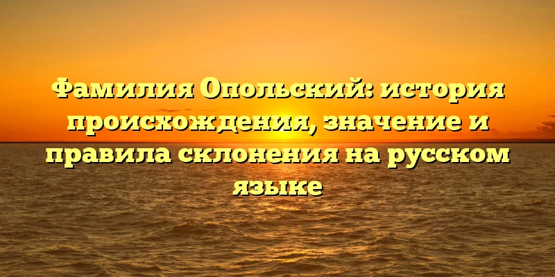 Фамилия Опольский: история происхождения, значение и правила склонения на русском языке Фамилия Опольский: история происхождения, значение и правила склонения на русском языке