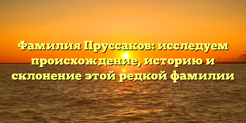 Фамилия Пруссаков: исследуем происхождение, историю и склонение этой редкой фамилии