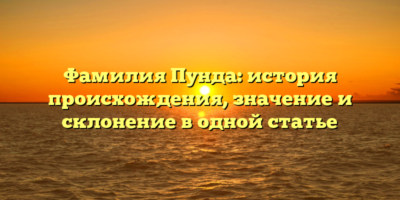 Фамилия Пунда: история происхождения, значение и склонение в одной статье