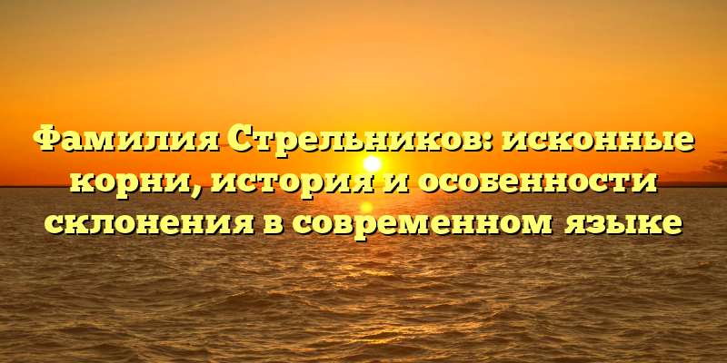 Фамилия Стрельников: исконные корни, история и особенности склонения в современном языке