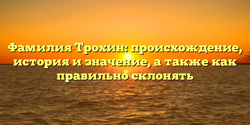 Фамилия Трохин: происхождение, история и значение, а также как правильно склонять
