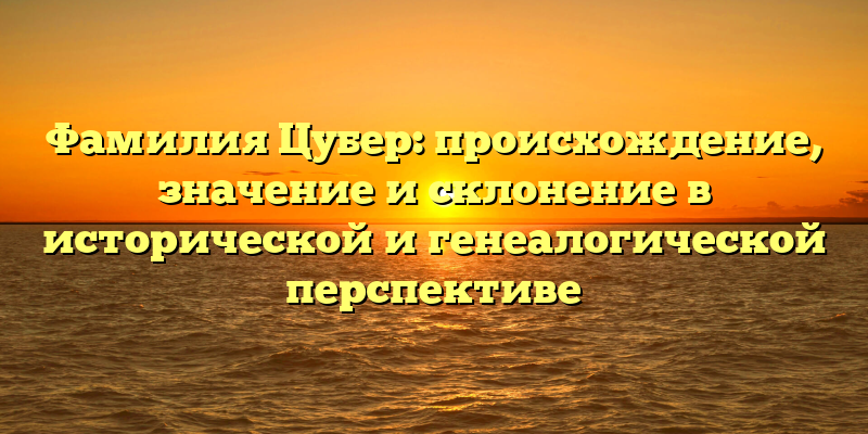 Фамилия Цубер: происхождение, значение и склонение в исторической и генеалогической перспективе