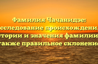 Фамилия Чачанидзе: исследование происхождения, истории и значения фамилии, а также правильное склонение Фамилия Чачанидзе: исследование происхождения, истории и значения фамилии, а также правильное склонение