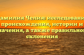 Фамилия Челия: исследование происхождения, истории и значения, а также правильного склонения Фамилия Челия: исследование происхождения, истории и значения, а также правильного склонения