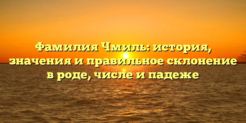 Фамилия Чмиль: история, значения и правильное склонение в роде, числе и падеже Фамилия Чмиль: история, значения и правильное склонение в роде, числе и падеже
