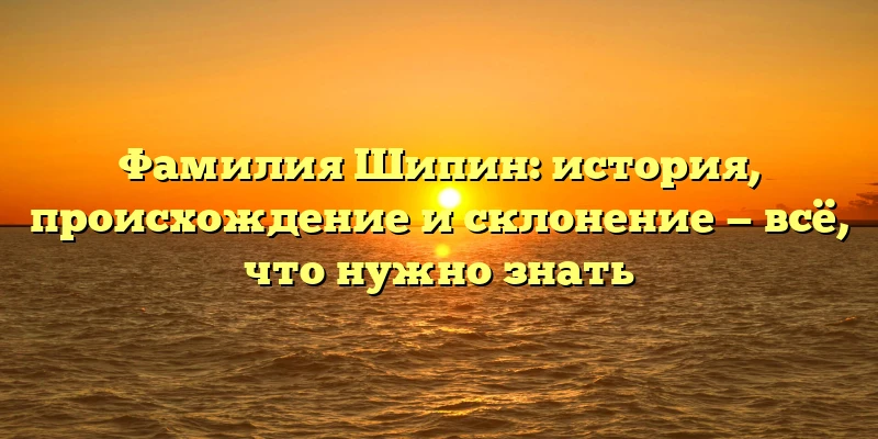 Фамилия Шипин: история, происхождение и склонение — всё, что нужно знать Фамилия Шипин: история, происхождение и склонение — всё, что нужно знать