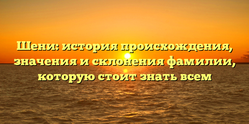 Шени: история происхождения, значения и склонения фамилии, которую стоит знать всем