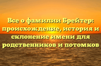Все о фамилии Брейтер: происхождение, история и склонение имени для родственников и потомков
