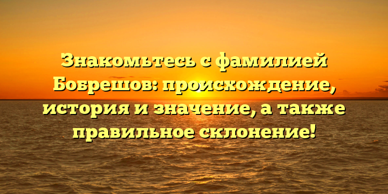 Знакомьтесь с фамилией Бобрешов: происхождение, история и значение, а также правильное склонение!
