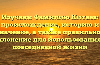 Изучаем Фамилию Китаев: происхождение, историю и значение, а также правильное склонение для использования в повседневной жизни