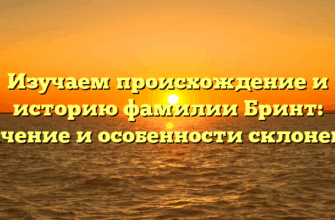 Изучаем происхождение и историю фамилии Бринт: значение и особенности склонения Изучаем происхождение и историю фамилии Бринт: значение и особенности склонения