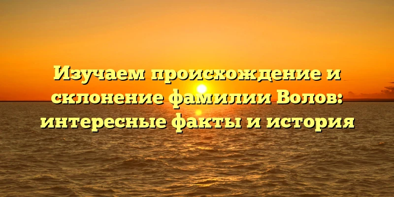 Изучаем происхождение и склонение фамилии Волов: интересные факты и история Изучаем происхождение и склонение фамилии Волов: интересные факты и история