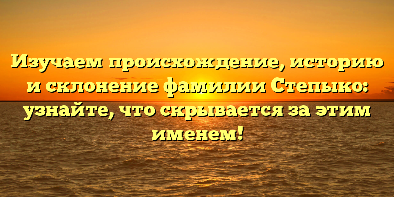 Изучаем происхождение, историю и склонение фамилии Степыко: узнайте, что скрывается за этим именем!