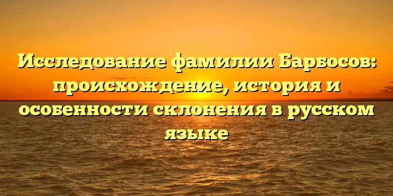 Исследование фамилии Барбосов: происхождение, история и особенности склонения в русском языке