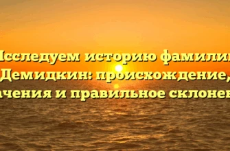 Исследуем историю фамилии Демидкин: происхождение, значения и правильное склонение Исследуем историю фамилии Демидкин: происхождение, значения и правильное склонение