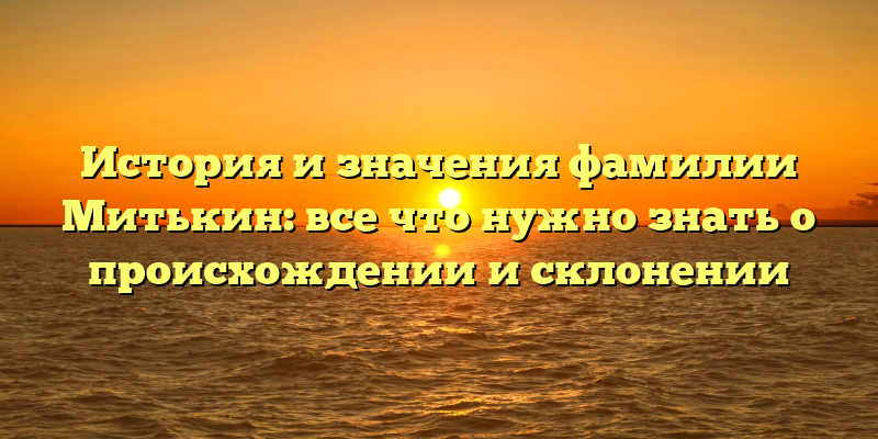 История и значения фамилии Митькин: все что нужно знать о происхождении и склонении