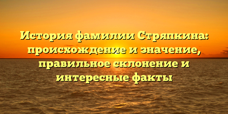 История фамилии Стряпкина: происхождение и значение, правильное склонение и интересные факты