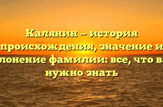 Калянин — история происхождения, значение и склонение фамилии: все, что вам нужно знать Калянин — история происхождения, значение и склонение фамилии: все, что вам нужно знать