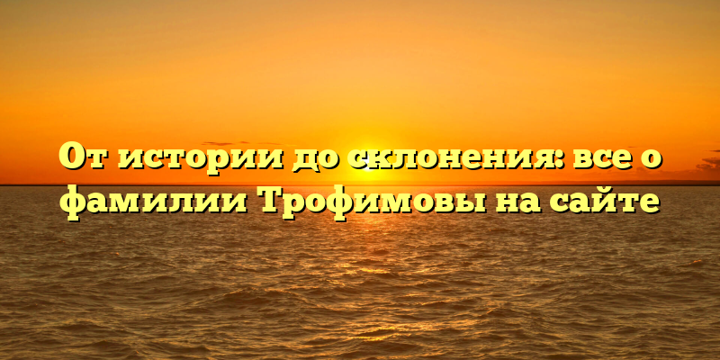 От истории до склонения: все о фамилии Трофимовы на сайте