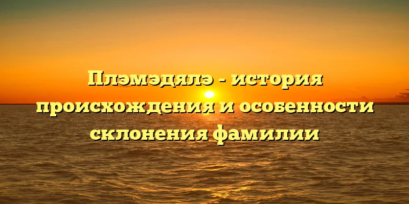 Плэмэдялэ - история происхождения и особенности склонения фамилии Плэмэдялэ - история происхождения и особенности склонения фамилии
