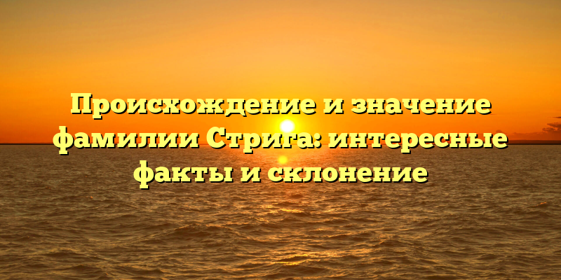 Происхождение и значение фамилии Стрига: интересные факты и склонение