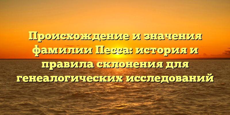 Происхождение и значения фамилии Песса: история и правила склонения для генеалогических исследований