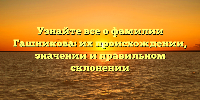 Узнайте все о фамилии Гашникова: их происхождении, значении и правильном склонении