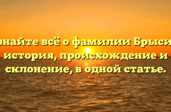 Узнайте всё о фамилии Брысин: история, происхождение и склонение, в одной статье.
