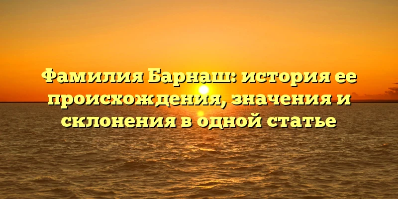 Фамилия Барнаш: история ее происхождения, значения и склонения в одной статье Фамилия Барнаш: история ее происхождения, значения и склонения в одной статье