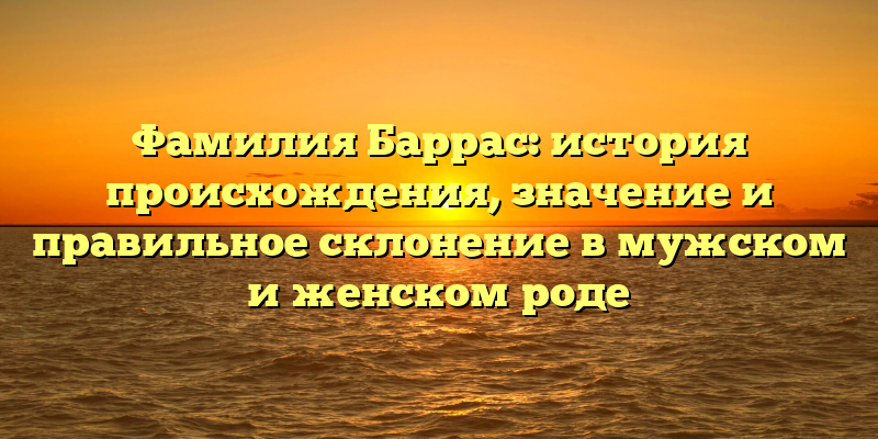 Фамилия Баррас: история происхождения, значение и правильное склонение в мужском и женском роде