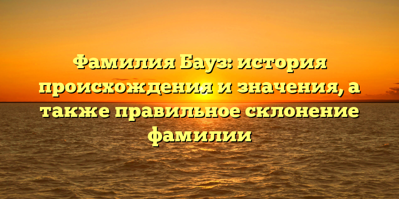 Фамилия Бауз: история происхождения и значения, а также правильное склонение фамилии