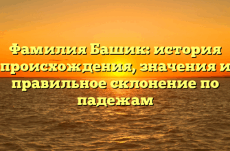 Фамилия Башик: история происхождения, значения и правильное склонение по падежам Фамилия Башик: история происхождения, значения и правильное склонение по падежам