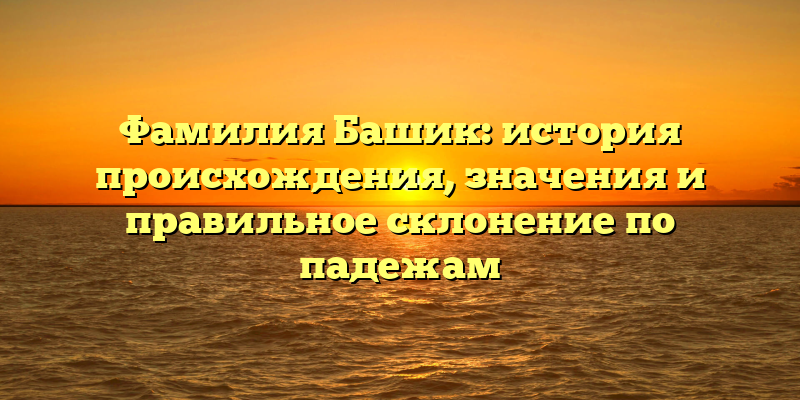 Фамилия Башик: история происхождения, значения и правильное склонение по падежам