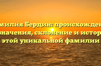 Фамилия Бердин: происхождение и значения, склонение и история этой уникальной фамилии Фамилия Бердин: происхождение и значения, склонение и история этой уникальной фамилии