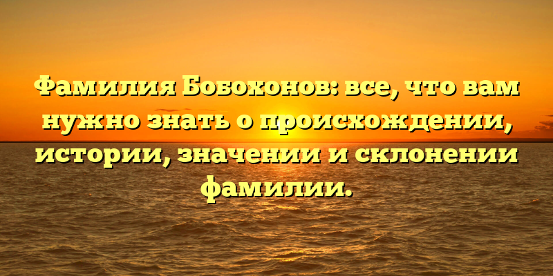 Фамилия Бобохонов: все, что вам нужно знать о происхождении, истории, значении и склонении фамилии.