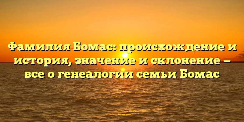 Фамилия Бомас: происхождение и история, значение и склонение — все о генеалогии семьи Бомас Фамилия Бомас: происхождение и история, значение и склонение — все о генеалогии семьи Бомас