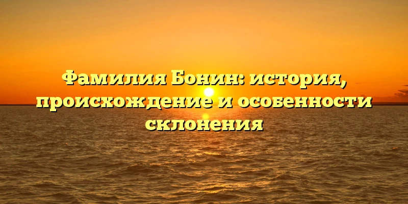 Фамилия Бонин: история, происхождение и особенности склонения Фамилия Бонин: история, происхождение и особенности склонения