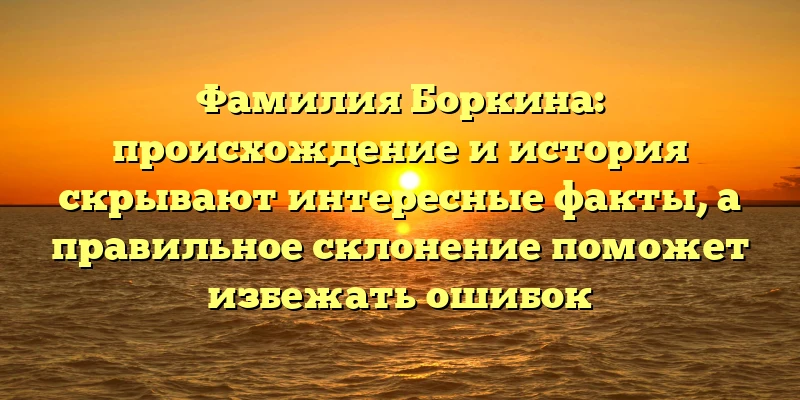 Фамилия Боркина: происхождение и история скрывают интересные факты, а правильное склонение поможет избежать ошибок Фамилия Боркина: происхождение и история скрывают интересные факты, а правильное склонение поможет избежать ошибок