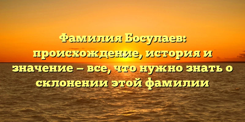 Фамилия Босулаев: происхождение, история и значение — все, что нужно знать о склонении этой фамилии Фамилия Босулаев: происхождение, история и значение — все, что нужно знать о склонении этой фамилии
