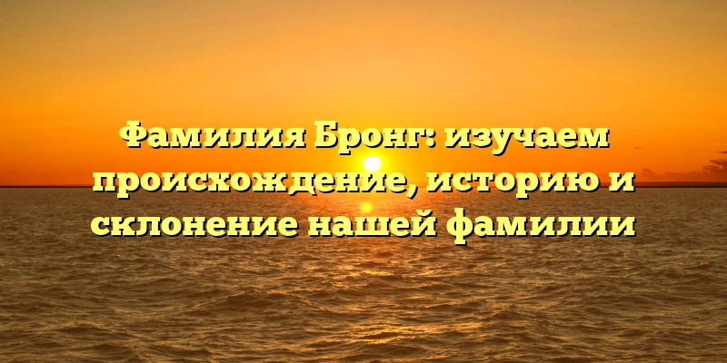Фамилия Бронг: изучаем происхождение, историю и склонение нашей фамилии